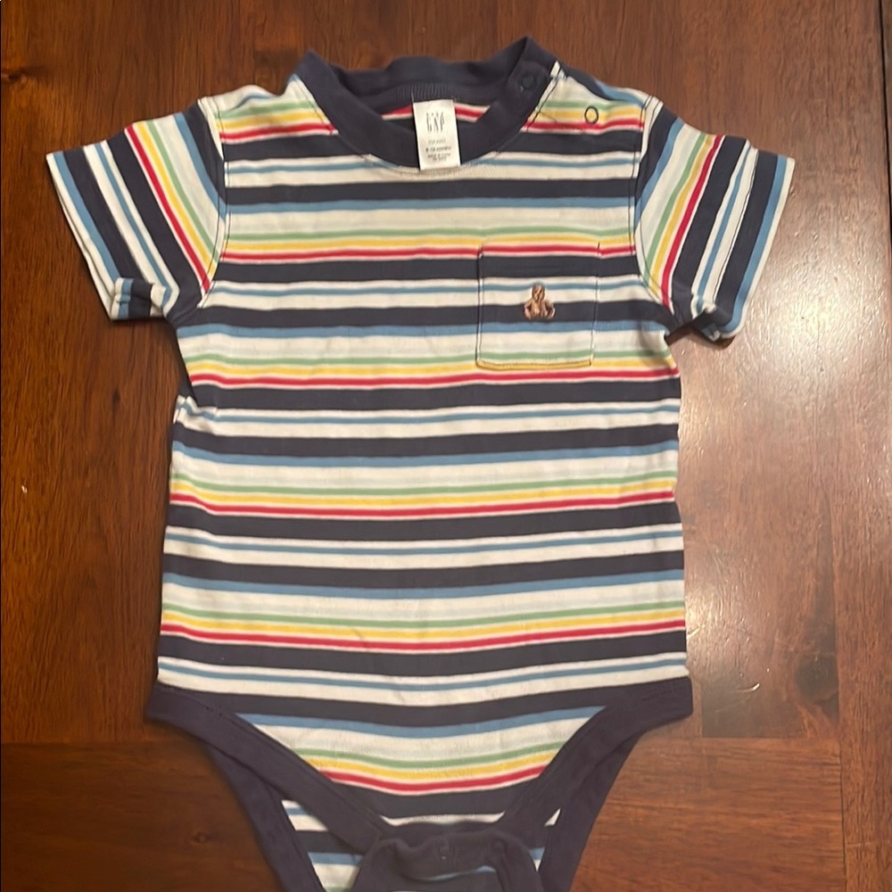 GAP Blue and Red Bodysuit with Sporty Stripes